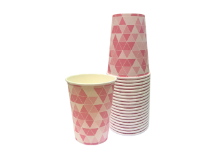 כוסות נייר 9OZ לשתייה חמה 40 יח' - משולשים ורוד